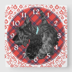 Scottish Terrier Clock Vierkante Klok