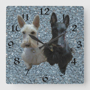 Scottish Terrier Clock Vierkante Klok