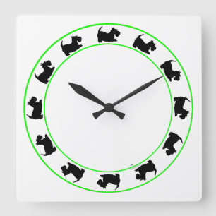 Scottish Terrier Clock Vierkante Klok