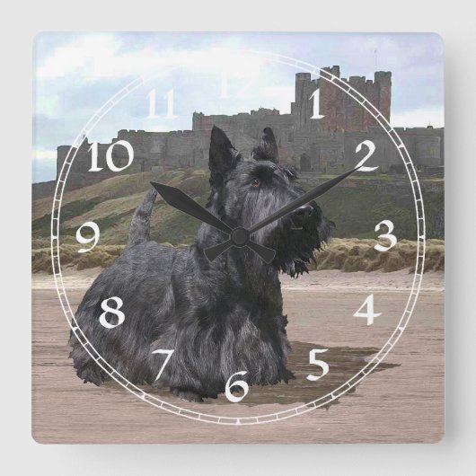 Scottish Terrier Clock Vierkante Klok (Voorkant)