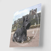 Scottish Terrier Clock Vierkante Klok (Hoek)
