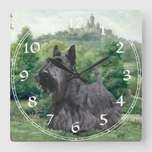 Scottish Terrier Clock Vierkante Klok