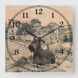 Scottish Terrier Clock Vierkante Klok