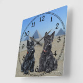 Scottish Terrier Clock Vierkante Klok (Hoek)