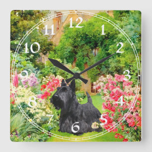 Scottish Terrier Clock Vierkante Klok