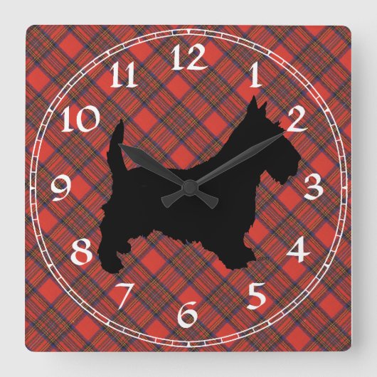 Scottish Terrier Clock Vierkante Klok (Voorkant)