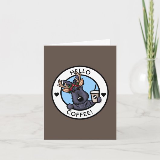 Scottish Terrier Coffee Lover Kerstmis Kaart (Voorkant)