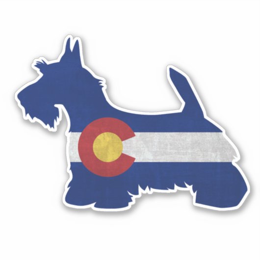Scottish Terrier Colorado Flag Silhouette Sticker (Voorkant)