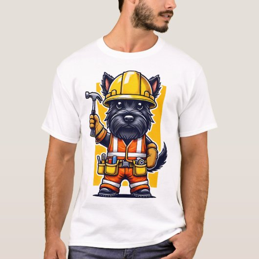 Scottish Terrier Construction Worker T-shirt (Voorkant)