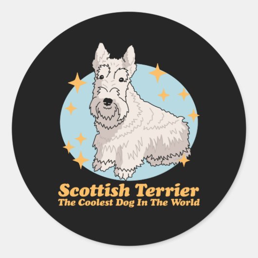 Scottish Terrier Coolest Dog Scottie Ronde Sticker (Voorkant)