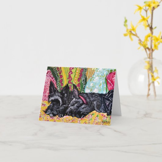 Scottish Terrier Cottage Kaart (Gele Bloem)