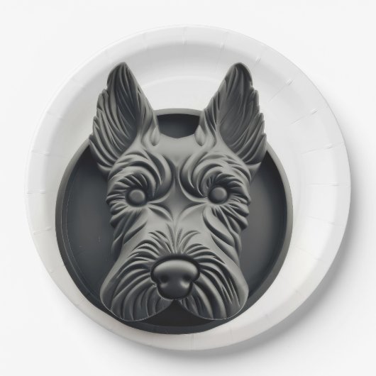 Scottish Terrier Dog 3D geïnspireerd Papieren Bordje (Voorkant)