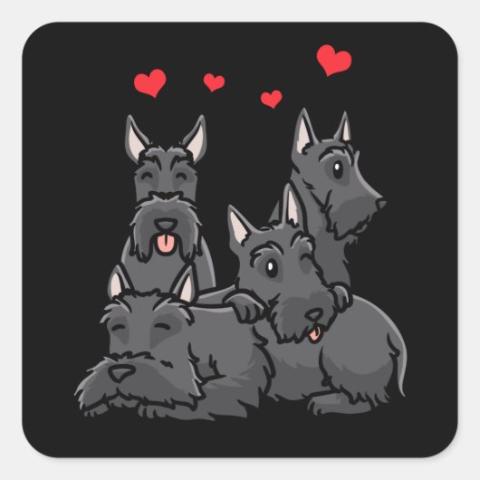 Scottish Terrier Dog Aberdeen Terrier Vierkante Sticker (Voorkant)