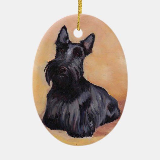 Scottish Terrier Dog Art Ornament Oval (Voorkant)