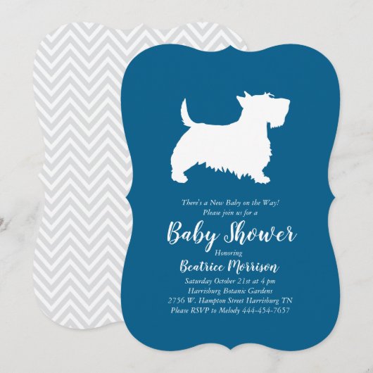 Scottish Terrier Dog Baby shower Blue Boy Kaart (Voorkant / Achterkant)