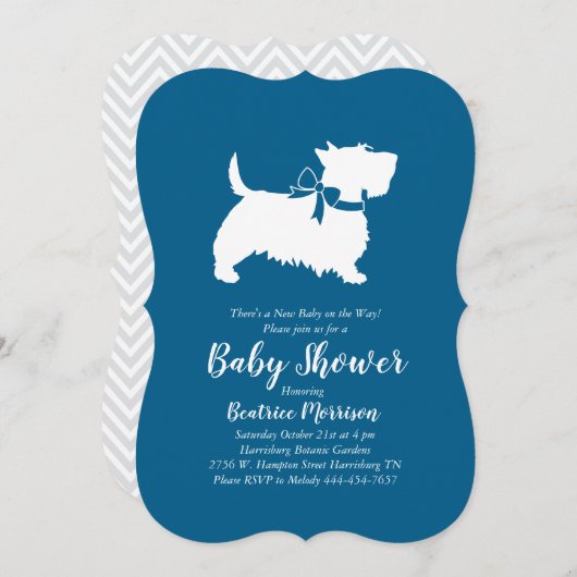 Scottish Terrier Dog Baby shower Blue Boy Kaart (Voorkant / Achterkant)