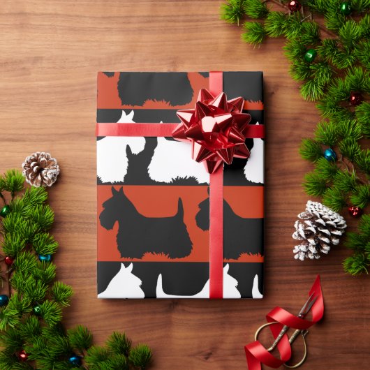 Scottish Terrier dog Black/red/white, strepen Than Cadeaupapier (Feestdagen Geschenken)
