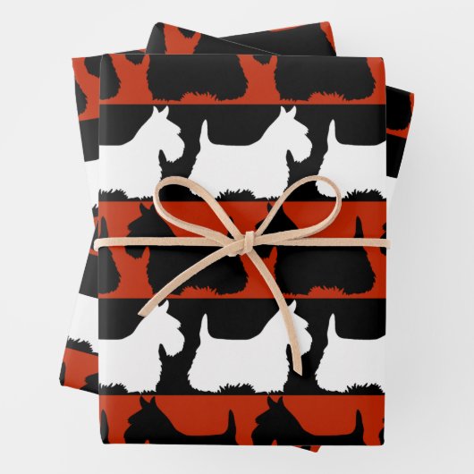 Scottish Terrier dog Black/red/white, strepen Than Inpakpapier Vel (In situ)