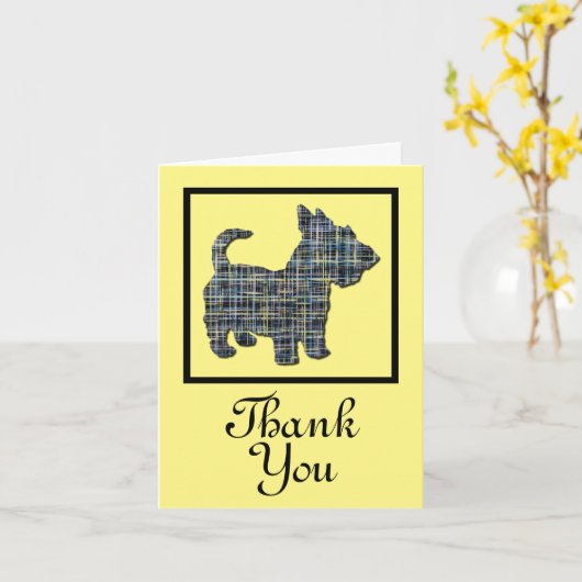 Scottish Terrier Dog Dank u Wenskaart Kaart (Gele Bloem)