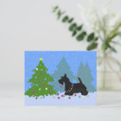Scottish Terrier Dog Decorating kerstboom Feestdagenkaart (Staand voorkant)
