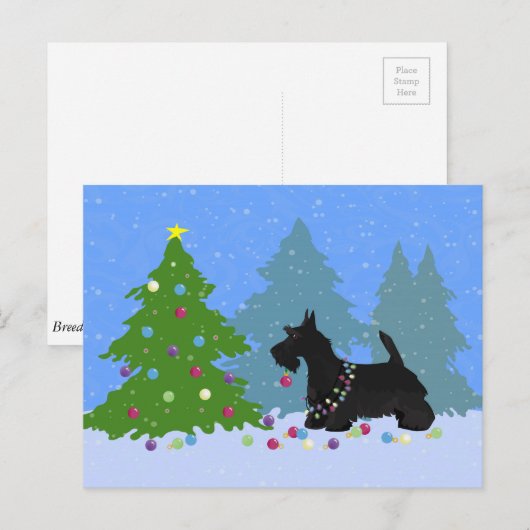 Scottish Terrier Dog Decorating kerstboom Feestdagenkaart (Voorkant / Achterkant)