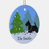 Scottish Terrier Dog Decorating kerstboom Keramisch Ornament (Rechts)