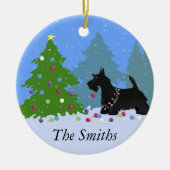 Scottish Terrier Dog Decorating kerstboom Keramisch Ornament (Voorkant)