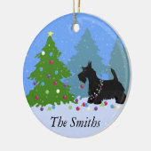 Scottish Terrier Dog Decorating kerstboom Keramisch Ornament (Links)