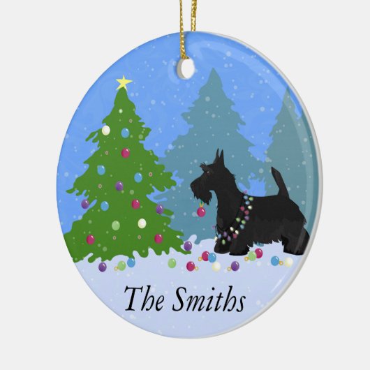 Scottish Terrier Dog Decorating kerstboom Keramisch Ornament (Links)