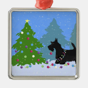 Scottish Terrier Dog Decorating kerstboom Metalen Ornament