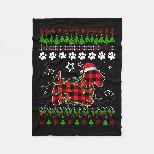 Scottish Terrier Dog Funny Xmas Ugly Sweater Chris Fleece Deken (Voorkant)