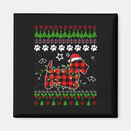 Scottish Terrier Dog Funny Xmas Ugly Sweater Chris Magneet (Voorkant)