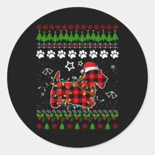 Scottish Terrier Dog Funny Xmas Ugly Sweater Chris Ronde Sticker