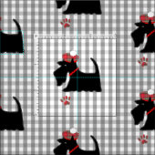 Scottish Terrier Dog Gingham Play Cute Stof (Delen)