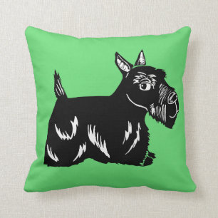Scottish Terrier Dog Green Pillow Kussen
