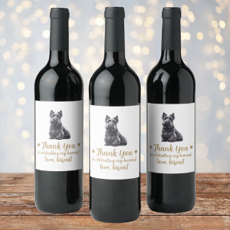Scottish Terrier Dog I Do To Wedding Wine Label Wijn Etiket