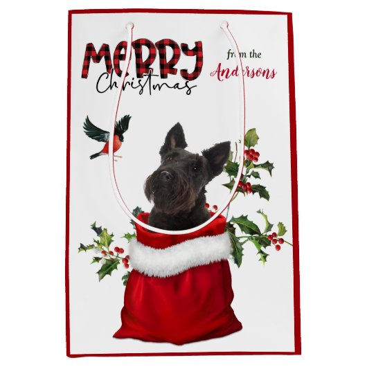 Scottish Terrier Dog Kerstmis Medium Cadeauzakje (Voorkant)