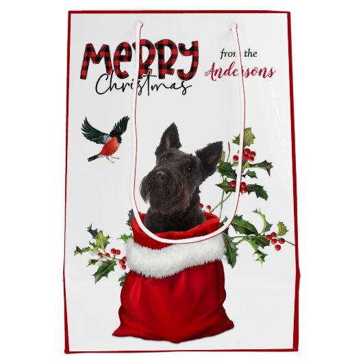 Scottish Terrier Dog Kerstmis Medium Cadeauzakje (Achterkant)