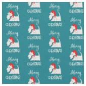 Scottish Terrier Dog Merry Kerstmis Pattern Stof (Close Up)
