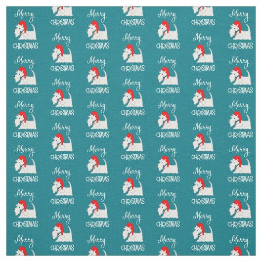 Scottish Terrier Dog Merry Kerstmis Pattern Stof (Swatch)