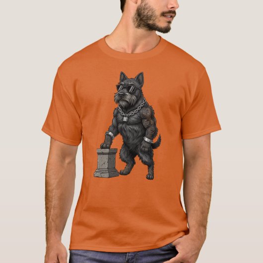 Scottish Terrier Dog, muscular, tattooed, bodybuil T-shirt (Voorkant)