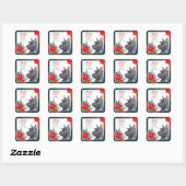 Scottish Terrier Dog Poinsettia Bouquet  Vierkante Sticker (Vel)