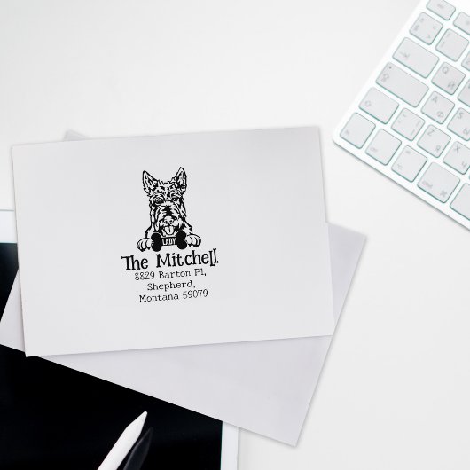 Scottish Terrier Dog, retouradres, Rubberstempel