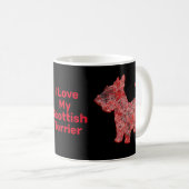 Scottish Terrier Dog Silhouette Red Grid Koffiemok (Voorkant rechts)