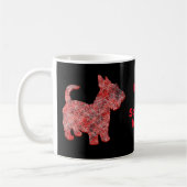 Scottish Terrier Dog Silhouette Red Grid Koffiemok (Links)