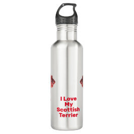 Scottish Terrier Dog Silhouette Red Grid Waterfles