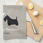 Scottish Terrier Dog Silhouettes met Heart Custom Theedoek (Quarter Fold)