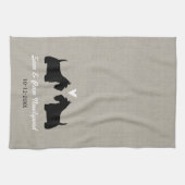 Scottish Terrier Dog Silhouettes met Heart Custom Theedoek (Horizontaal)