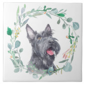 Scottish Terrier Dog Waterverf Wreath Tegeltje (Voorkant)