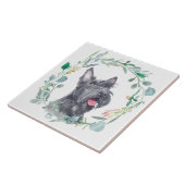 Scottish Terrier Dog Waterverf Wreath Tegeltje (Zijkant)